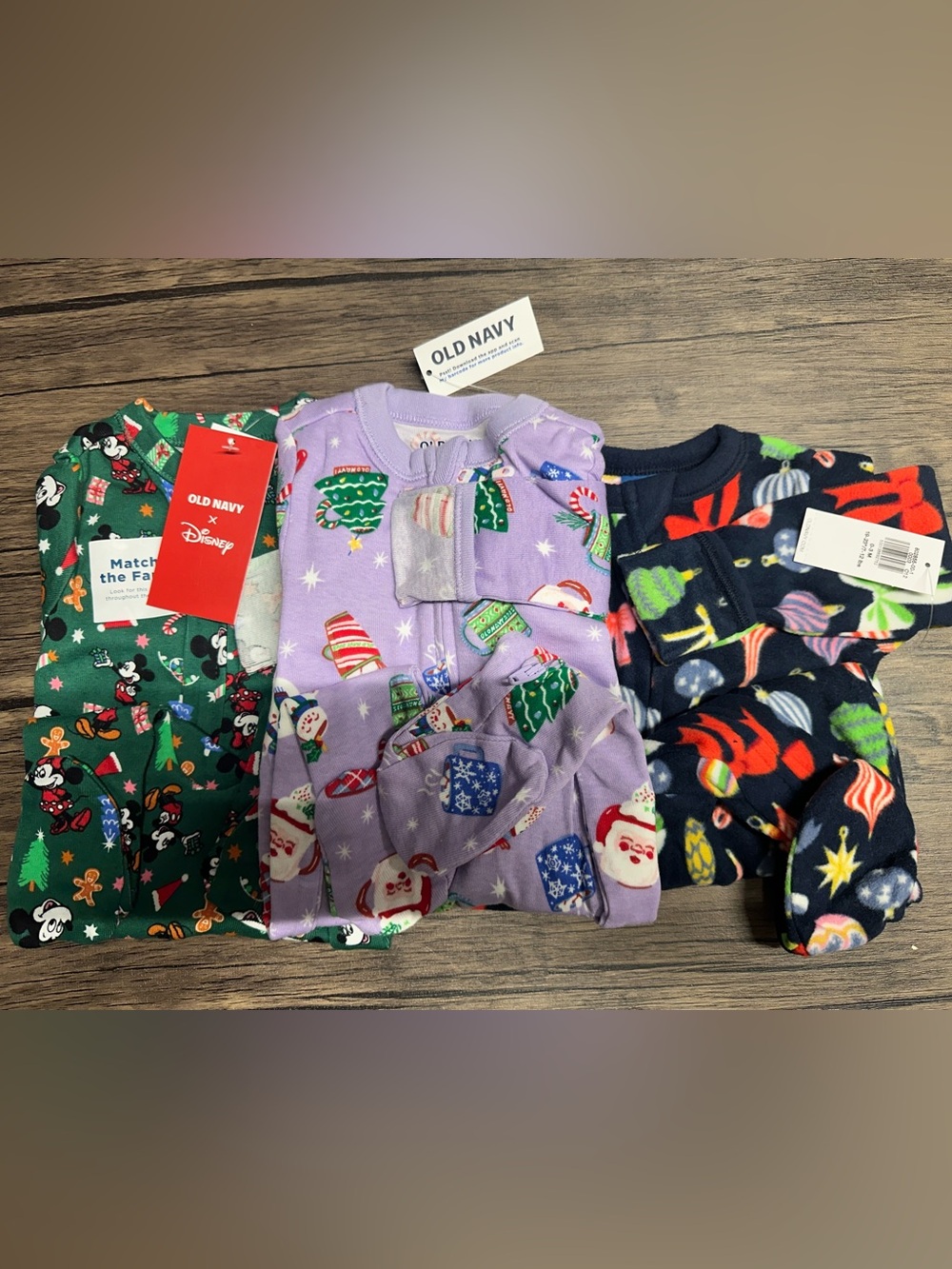 Old Navy Holiday Print Zip-Up Kids Pajamas (3) 0-3mos